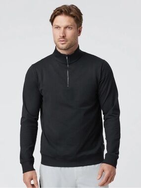 Vuori Coronado Half Zip Pullover Black Heather Stretch Performance Mens M Logo